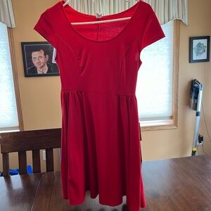 Red cap sleeve a line dress